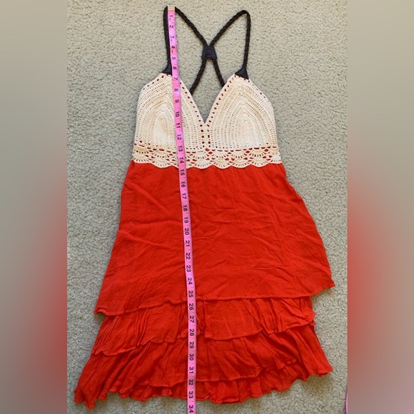 Shyanne Crocheted Front Mini Dress-Tiered Layers-Size Medium-Braided Straps - Picture 7 of 10